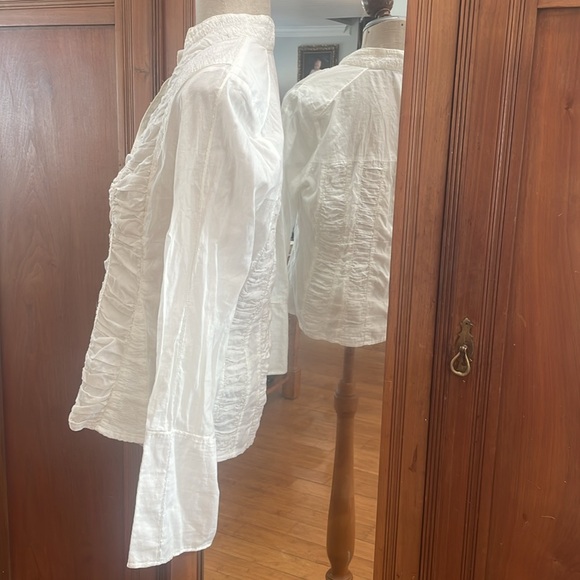 Conrad C collection 100% cotton long sleeve button-down white blouse women’s 10 - Picture 9 of 12